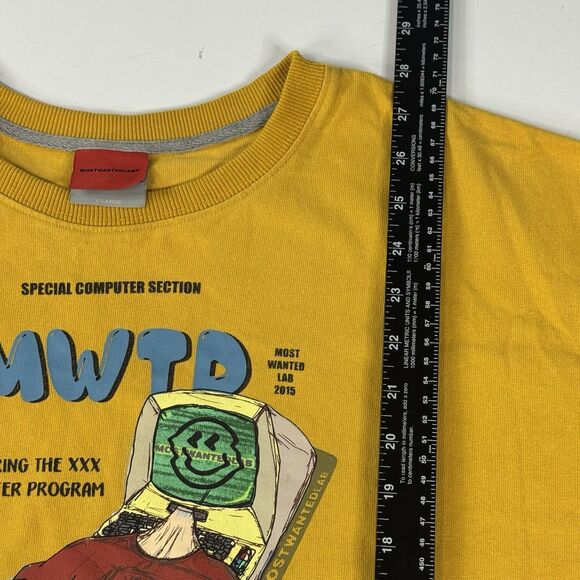 Most Wanted Lab Mens Oversize Computer Graphic Tee T-Shirt Yellow Size XL - Picture 7 of 7